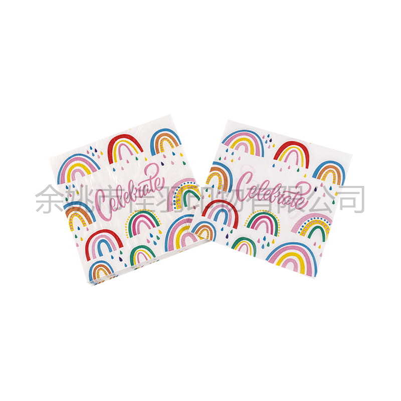 25 cm Regenbogen-bedrucktes Papierhandtuch (25 x 25, 18 g, 2-lagig)